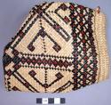 Basketry envelope, woven black and red decoration