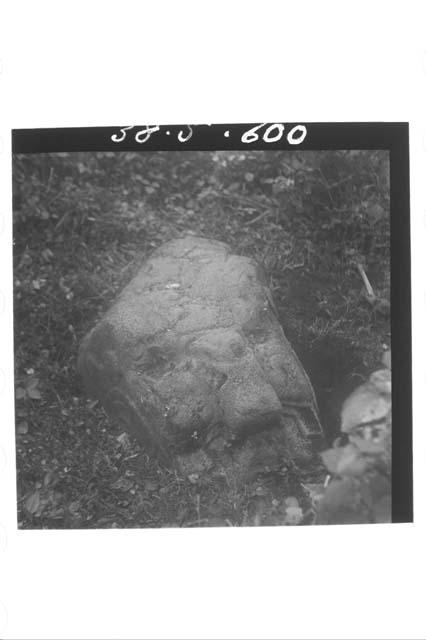 Large Monolithic Stone Head Sculpture