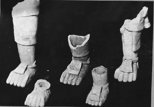 5 effigy censer feet examples - all human