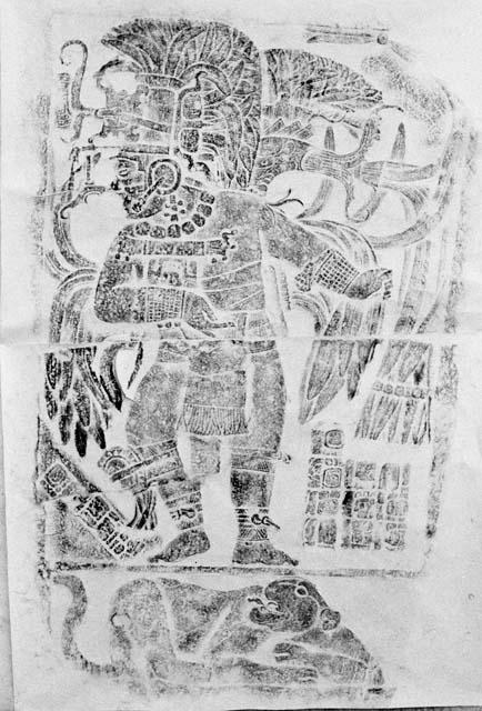 Rubbing of Stela 1 at La Amelia