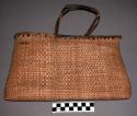 Basketry bag, rectangular, wrapped rim with 2 handles