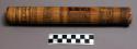 Bamboo tube & cover - incised and blackened decoration. Originally +