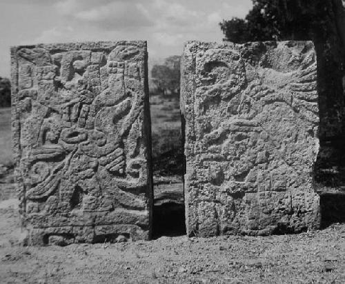 2D7. 3 sides of 2 jamb stones found at SW corner of pyramid base.