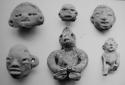 Figurines & heads (6).  Small, early types.