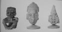 Seated figurine and 2 figurine heads