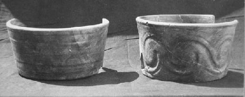 Two streaky Gray-Brown ware bowls, from Pit #1 on Finca Las Charcas