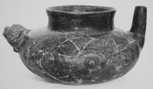 Pot 2 from Cache, Md. C-III-6 Black-Brown ware, spouted, effigy jar