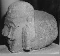 Sculptured stone - human head, tenoned