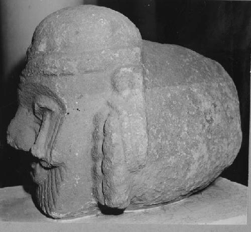 Sculptured stone - human head, tenoned