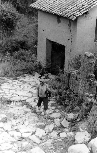 Woman on rock pathway