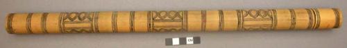 Bamboo tube used to hold weaving needles - 18 1/2" long, incised decoration