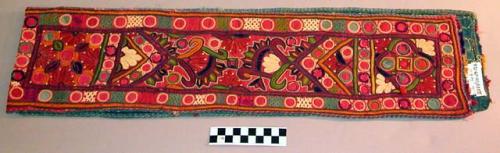 Sash; cotton; light red, embroidered.