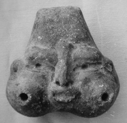 Pottery effigy whistle, polished Brown ware, Las Charcas Phase.