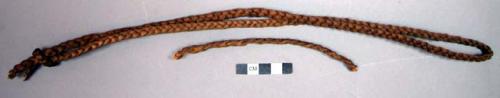 Ropes, braided fiber band, one twisted in loop