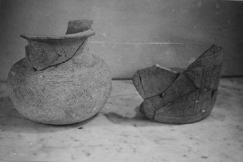 2 ceramic vases, fragmentary