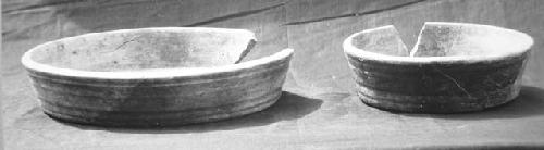 Two streaky Gray-Brown ware bowls, from Pit #1 on Finca Las Charcas