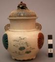 Jar, incense burner with cut out lid