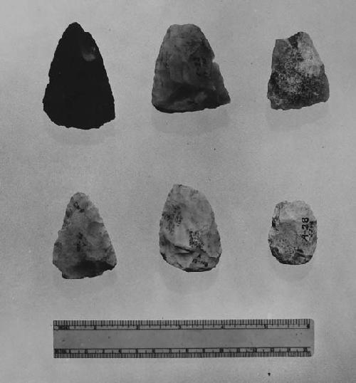 Triangular flint tools. Cat.# 53-155, 53-125, 53-111, 53-110, 53-110, 53-108, 53