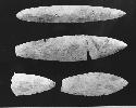 Ceremonial flints Class E2. Cat #53-214; 53-152; 53-153; 53-148