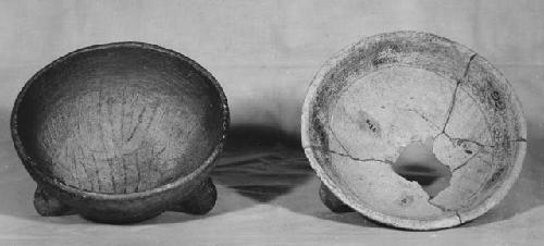 Mayapan redware tripod "grater" bowls from cave below burial shaft in Q-95