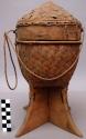 "Kong Khao" or basket for carrying cooked rice - new - has wooden base