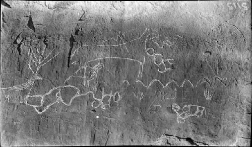 Pictographs near ruin 1. Tope-to-be-gan, Arizona