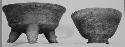 Tripod red bowl, animal head feet (A); Esperanza Flesh (?) pedestal bowl (B).