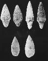 Ceremonial flints, class E-4 and E-5   cat # 53-149; 52-17; 52-31; 55-44   54-41