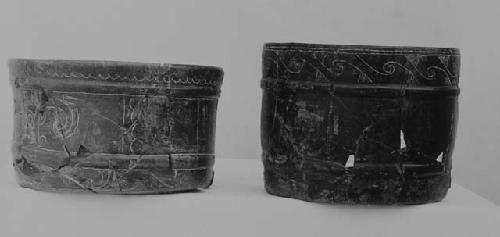 Black-brown fine incised cylinders (2)