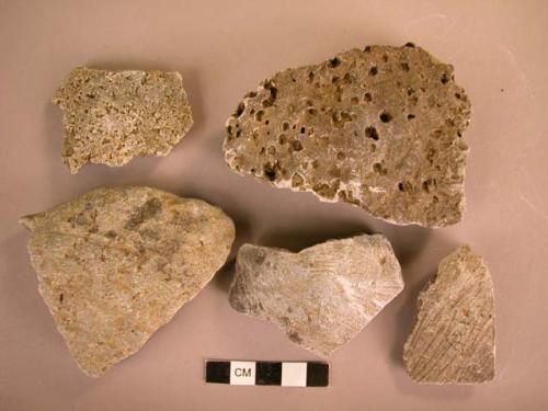 Pieces of soapstone dishes