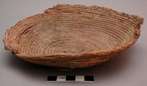 Fragment of basketry tray-coiled basketry technique; Basket, coiled