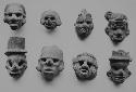 Pottery heads with upturned noses (8)