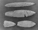 Ceremonial flints. Class E2. Cat #53-214; 53-152; 53-153; 53-148