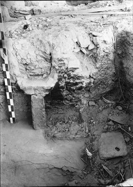 Room Interior Showing T-Beam Construction and Metate In Situ