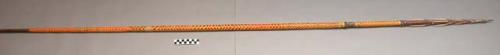 Wooden king spear - long barbs; completely covered with red & yellow +