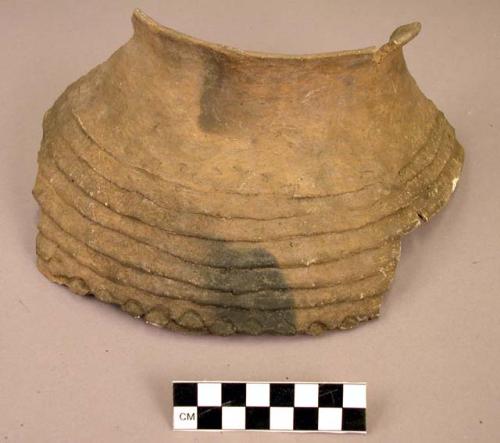 Ceramic rim and body sherd, coiled