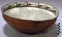Brown on white pottery large bowl