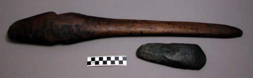 Stone axe and wooden hafting