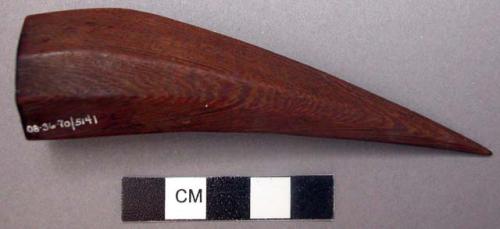 Long dagger-like pipe bowl, carved; no stem, length: 11 cm.