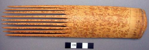 Comb, described by donor as "typical" of area, 10 in. x 2 in, Incised design.