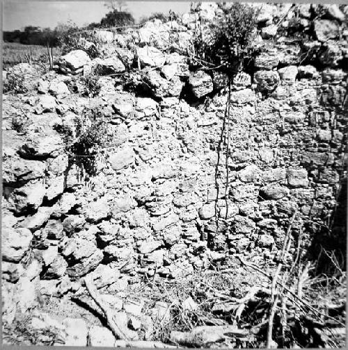 Detail of wall of cistern no1 from southeast.  Colonial