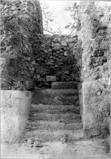 Mound 2 - face of Trench A at head of steps