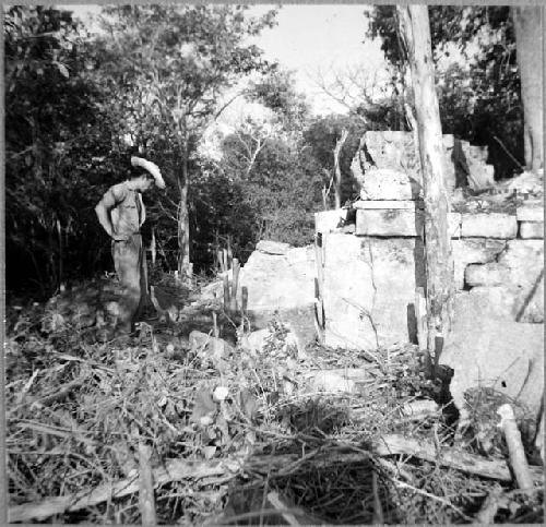 Temple of Rancho.  View of east side of platform & platform stairway.