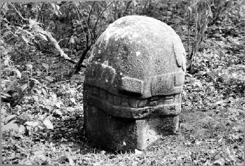 Huge Jaguar Head stone sculpture