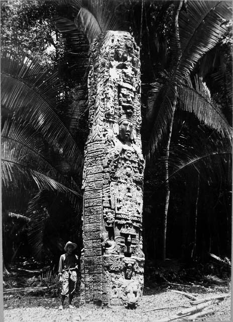 Stela F, glyph and face side