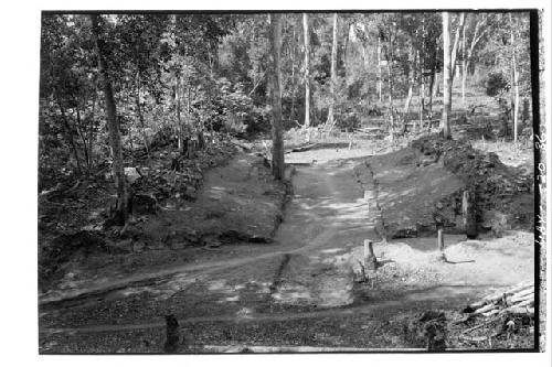 B-V: looking S. down Ball Court after excavation