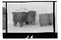 a. Redware double jar. Four cylindrical legs. Hole running between each near bas