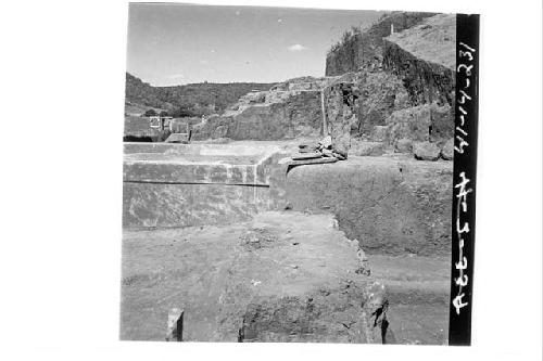 Four over-lapping views of terraces 3 and 4 of south side of mound.  From about