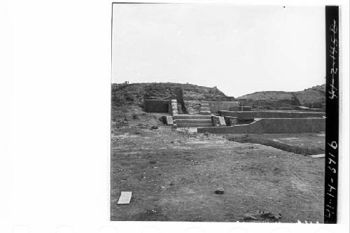 Panorama of South Plaza and Mounds 1-4 from center of Plaza.  End of season.