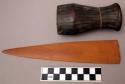 Dagger, carved wood blade and handle, broken